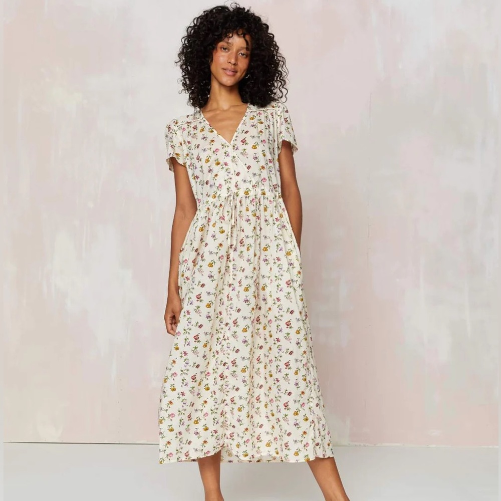 EUC Christy Dawn The Dawn Dress in Cream Garden - size Large
